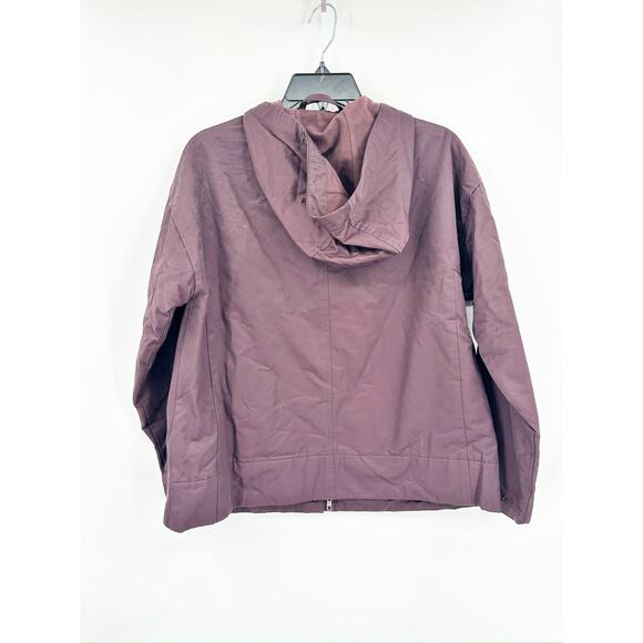 Eileen Fisher Cotton Nylon Hooded Jacket Boxy Fit Casis XXS NEW - Picture 3 of 7
